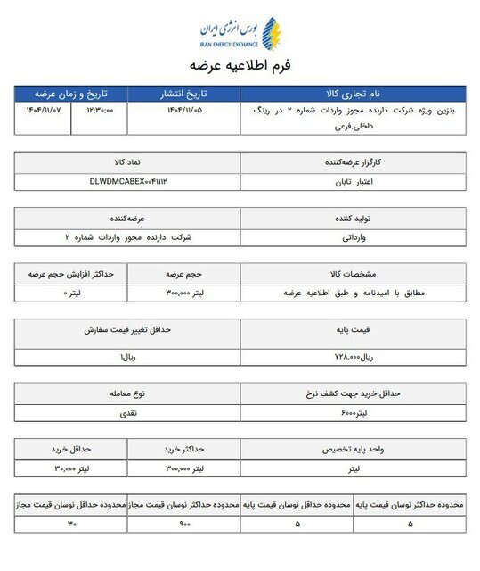 بنزین سوپر وارداتی 7 هزار تومان افزایش داشت