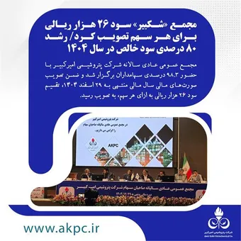 مجمع «شکبیر» سود ۲۶ هزار ریالی برای هر سهم تصویب کرد/ رشد ۸۰ درصدی سود خالص در سال ۱۴۰۴
